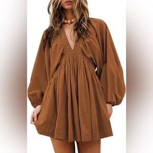 Elegant Brown Women's Dress